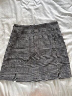Plaid Mini Skirt in Black and White